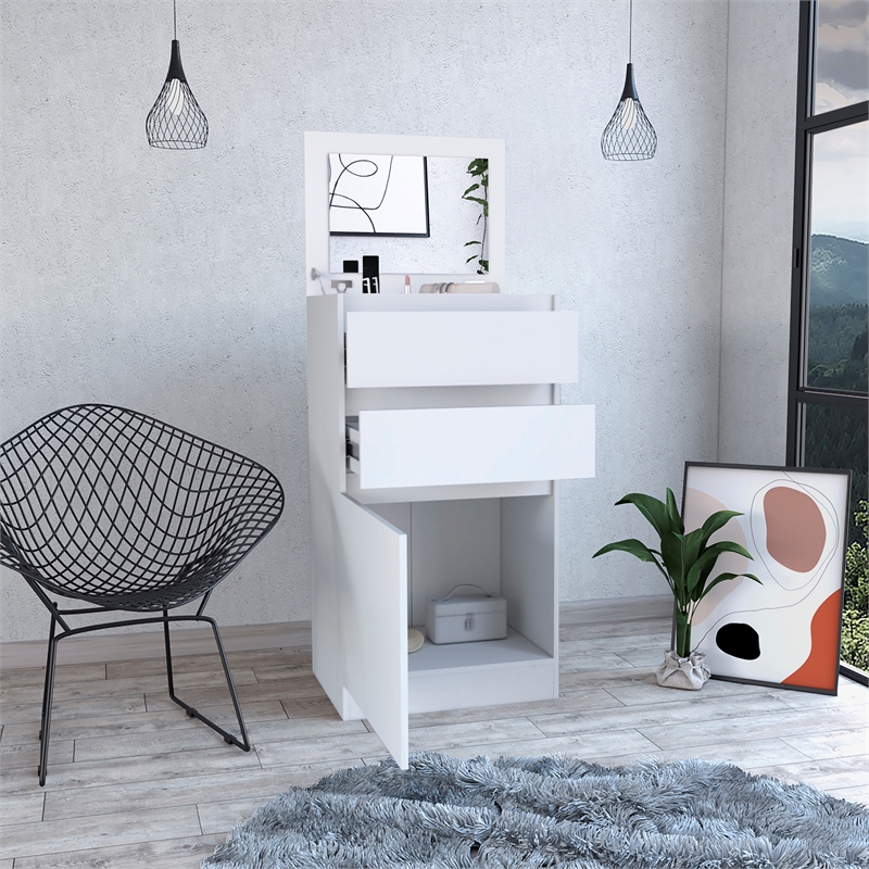 Pemberly Row Engineered Wood Bedroom Dresser with Mirror in White