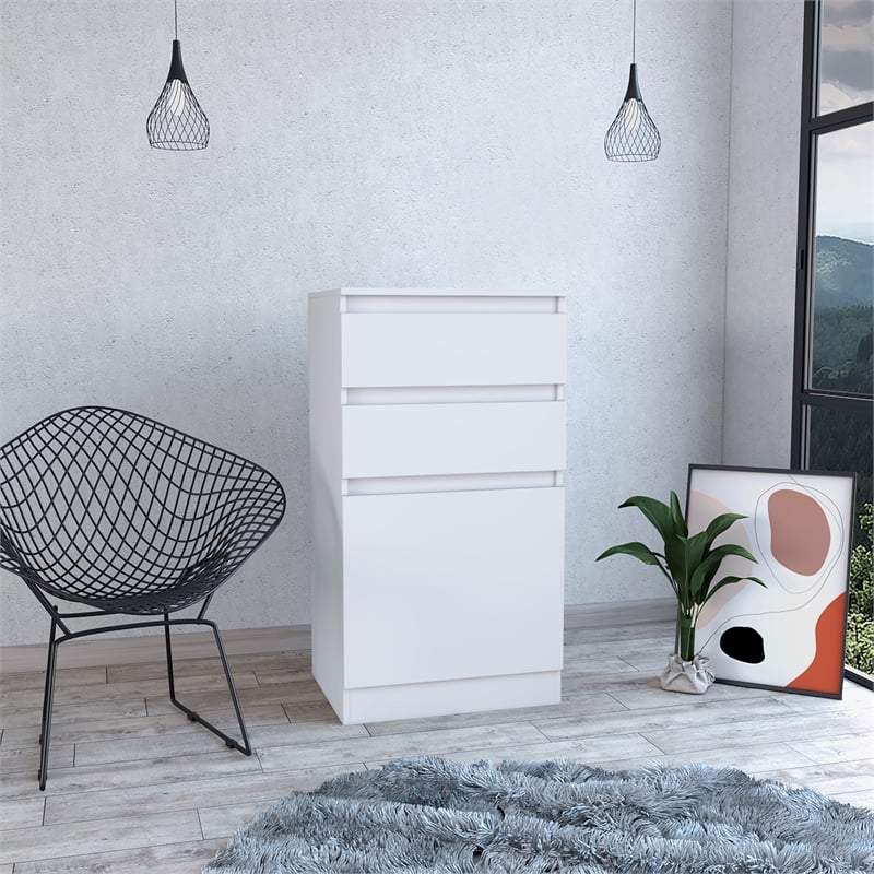 Pemberly Row Engineered Wood Bedroom Dresser with Mirror in White