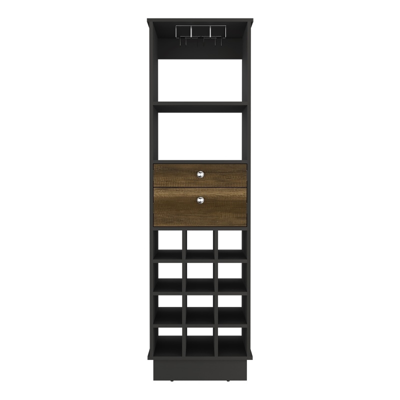 Pemberly Row Engineered Wood Bar Cabinet in Black Wengue-Walnut