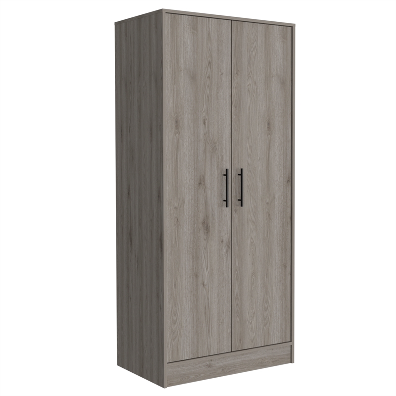 Pemberly Row Wood Bedroom Armoire with 2 Doors in Light Gray