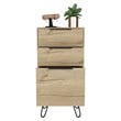 Pemberly Row Modern Metal Dresser with 3 Drawers and 4 Legs in Light Oak