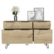 Pemberly Row Modern Metal Dresser with 4 Drawers in Light Oak