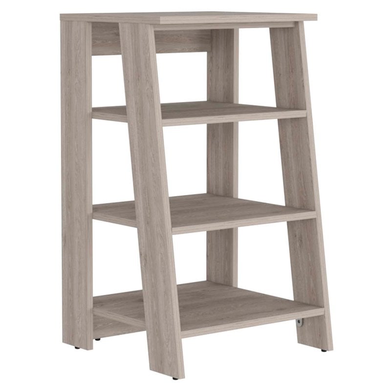 Pemberly Row Modern Wood Linen Cabinet with 4 Shelves in Light Gray