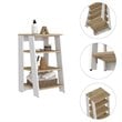 Pemberly Row Modern Wood Linen Cabinet with 4 Shelves in Light Oak/White