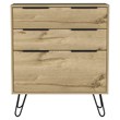 Pemberly Row Metal Dresser with 3 Drawers and Countertop in Light Oak