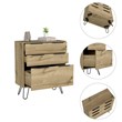 Pemberly Row Metal Dresser with 3 Drawers and Countertop in Light Oak