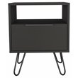 Pemberly Row Modern Metal Night Stand with 2 Shelves in Light Oak