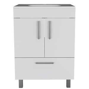 Pemberly Row Engineered Wood Single Bathroom Vanity in White