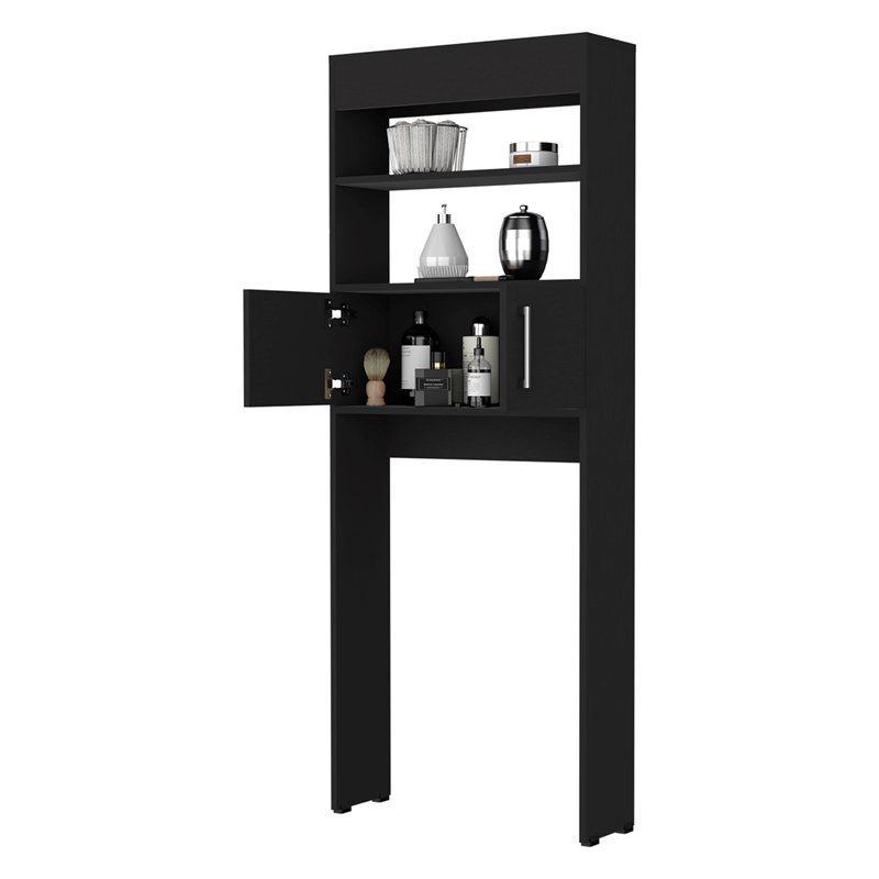 Pemberly Row Over The Toilet Cabinet Engineered Wood in Black Wengue