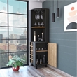 Pemberly Row Corner Bar Cabinet Engineered Wood in Black Wengue/Pine