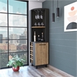 Pemberly Row Corner Bar Cabinet Engineered Wood in Black Wengue/Pine