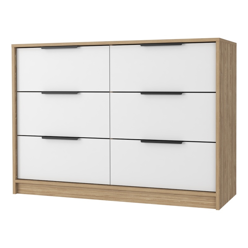 Pemberly Row Slide and Pull Dresser Engineered Wood in White/Pine