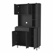 Pemberly Row Pantry Cabinet with 6 Doors Engineered Wood in Black