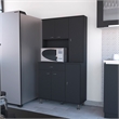 Pemberly Row Pantry Cabinet with 6 Doors Engineered Wood in Black