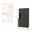 Pemberly Row Pantry Cabinet with 6 Doors Engineered Wood in Black