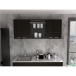 Pemberly Row Wall Cabinet with 4 Doors Engineered Wood in Black