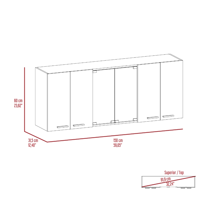 Pemberly Row Wall Cabinet with 4 Doors Engineered Wood in Black