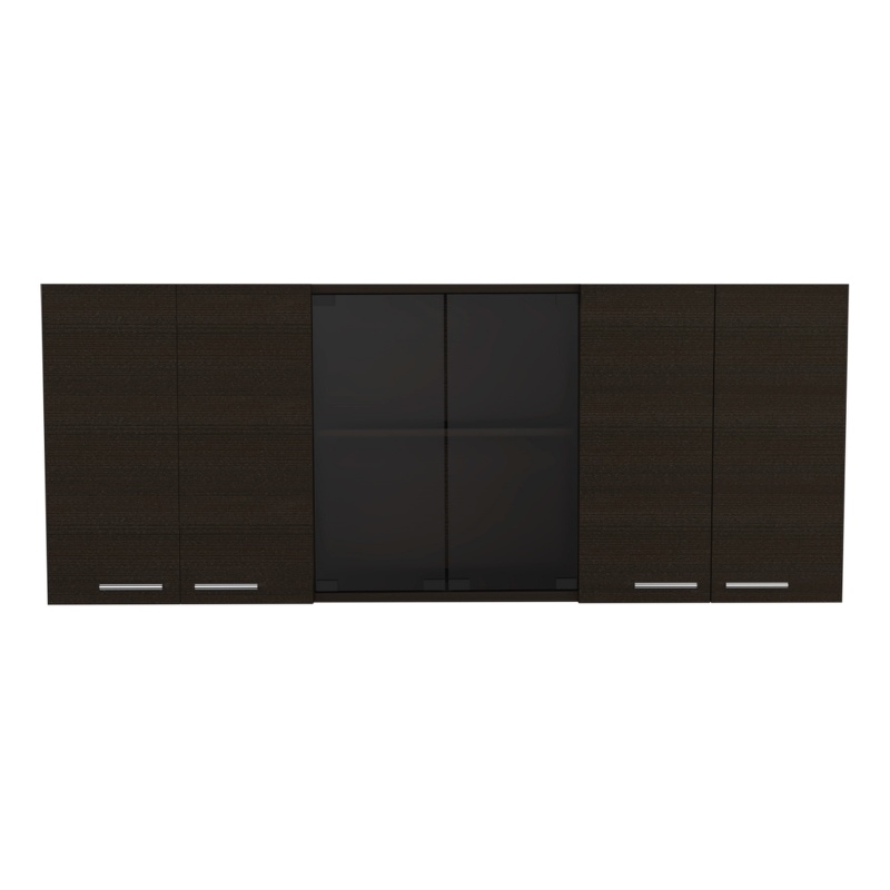Pemberly Row Wall Cabinet with 4 Doors Engineered Wood in Black