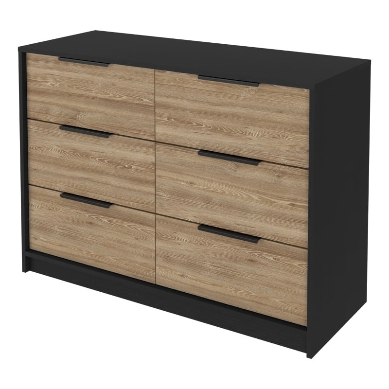 Pemberly Row Slide and Pull Dresser with 4 Drawers Engineered Wood in Black