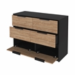 Pemberly Row Slide and Pull Dresser with 4 Drawers Engineered Wood in Black