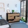 Pemberly Row Slide and Pull Dresser with 4 Drawers Engineered Wood in Black