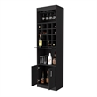 Pemberly Row 20 Inch 2 Door Modern Engineered Wood Bar Cabinet in Black