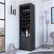 Pemberly Row 20 Inch 2 Door Modern Engineered Wood Bar Cabinet in Black