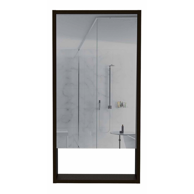 Pemberly Row Engineered Wood Medicine Cabinet with Mirror in Black