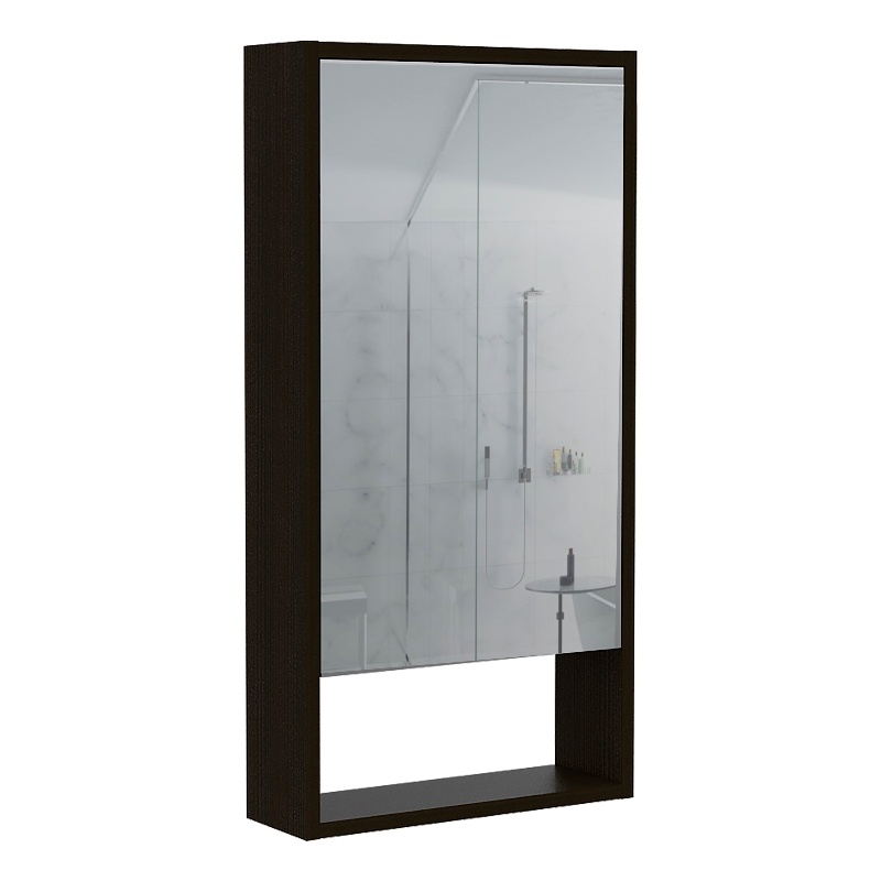 Pemberly Row Engineered Wood Medicine Cabinet with Mirror in Black