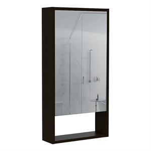 Pemberly Row Engineered Wood Medicine Cabinet with Mirror in Black