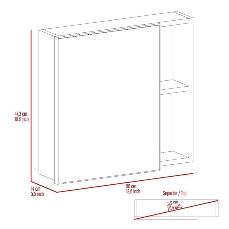 Pemberly Row Modern Engineered Wood Medicine Cabinet with Mirror in White