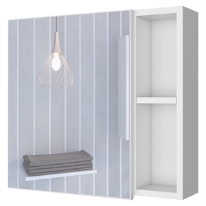Pemberly Row Modern Engineered Wood Medicine Cabinet with Mirror in White