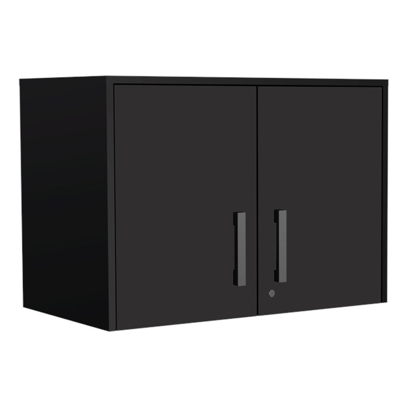 Pemberly Row 2 Door Modern Engineered Wood Storage Cabinet in Black
