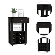 Pemberly Row 12 Bottle Bar Cart with Casters Engineered Wood in Black