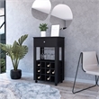 Pemberly Row 12 Bottle Bar Cart with Casters Engineered Wood in Black