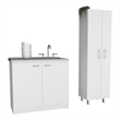Pemberly Row 2 Piece Kitchen Set with Sink and Pantry in White