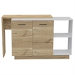 Pemberly Row 2 Piece Kitchen Set with Island and Wall Cabinet in White/Oak