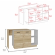 Pemberly Row 2 Piece Kitchen Set with Island and Wall Cabinet in White/Oak