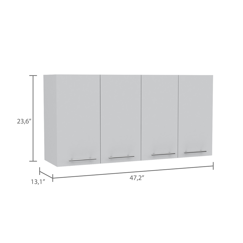 Pemberly Row 2 Piece Kitchen Set with Island and Wall Cabinet in White/Oak