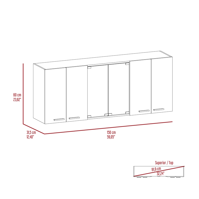 Pemberly Row 2 Piece Kitchen Set with Glass Door Wall Cabinet in White/Oak