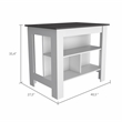 Pemberly Row 2 Piece Kitchen Set with Island and Wall Cabinet in White/Onyx