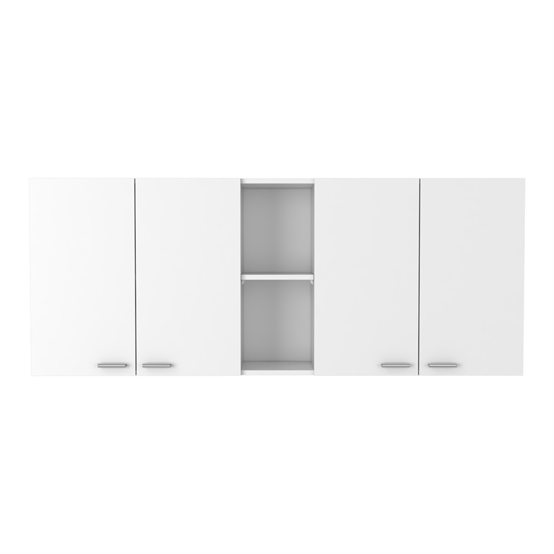 Pemberly Row 2 Piece Kitchen Set with Island and Wall Cabinet in White/Onyx