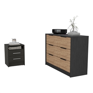 Pemberly Row 2 Piece Bedroom Set with Slide Dresser in Multi-Color