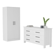 Pemberly Row 2 Piece Bedroom Set with Armoire and Dresser in White