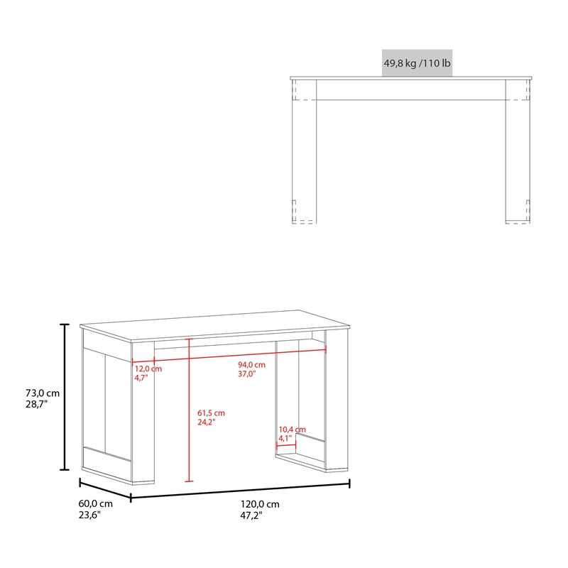 Pemberly Row Simple Writing Computer Desk Engineered Wood in White