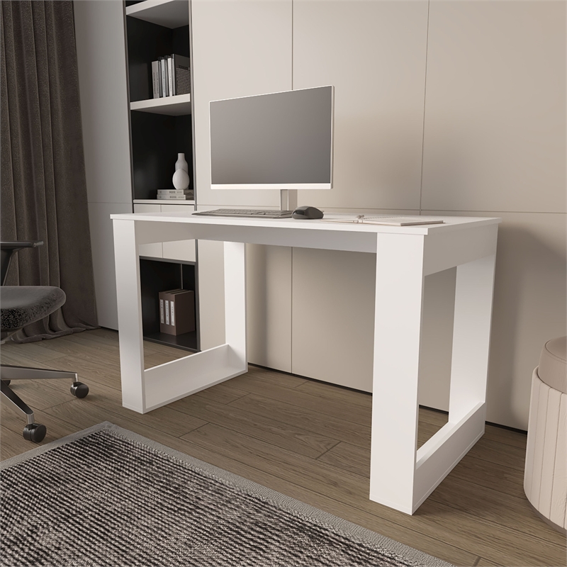Pemberly Row Simple Writing Computer Desk Engineered Wood in White