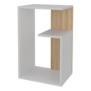 Pemberly Row Tall Side Table with Open Storage Engineered Wood in White/Oak