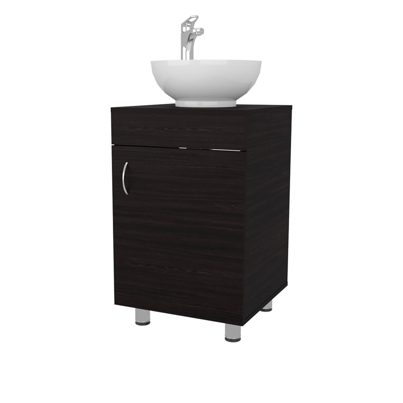 Pemberly Row Bathroom Vanity with Integrated Sink Engineered Wood in Wengue
