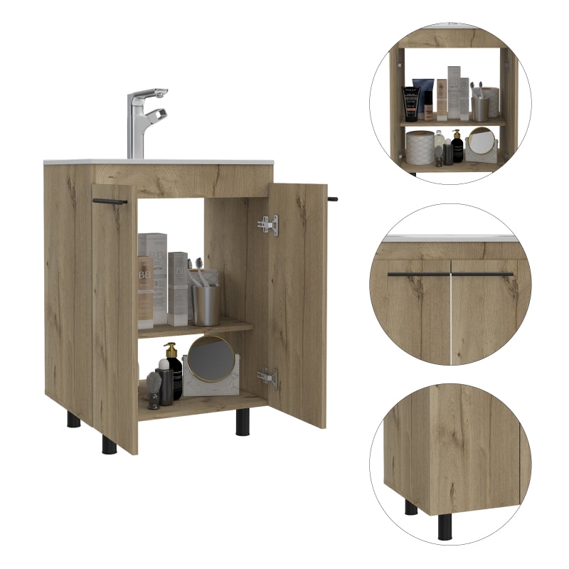 Pemberly Row 2 Piece Bathroom Set with Medicine Cabinet in Light Oak