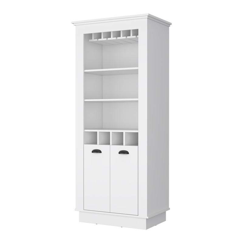Pemberly Row Bar Cabinet with 5 Shelves Engineered Wood in White